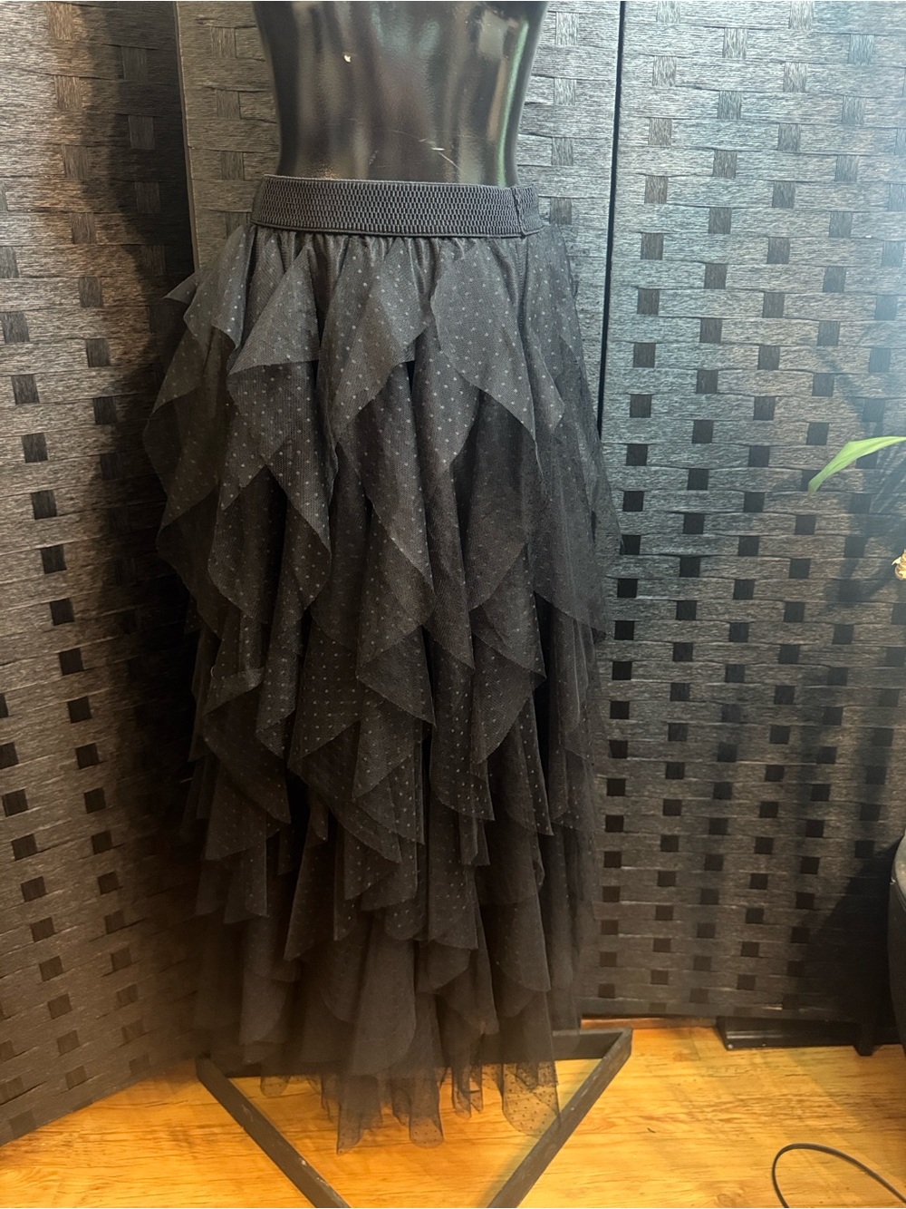 Gothic Layered Lace Black Skirt Sz M